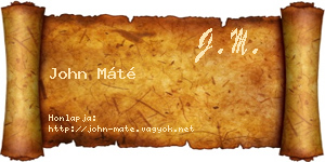 John Máté névjegykártya